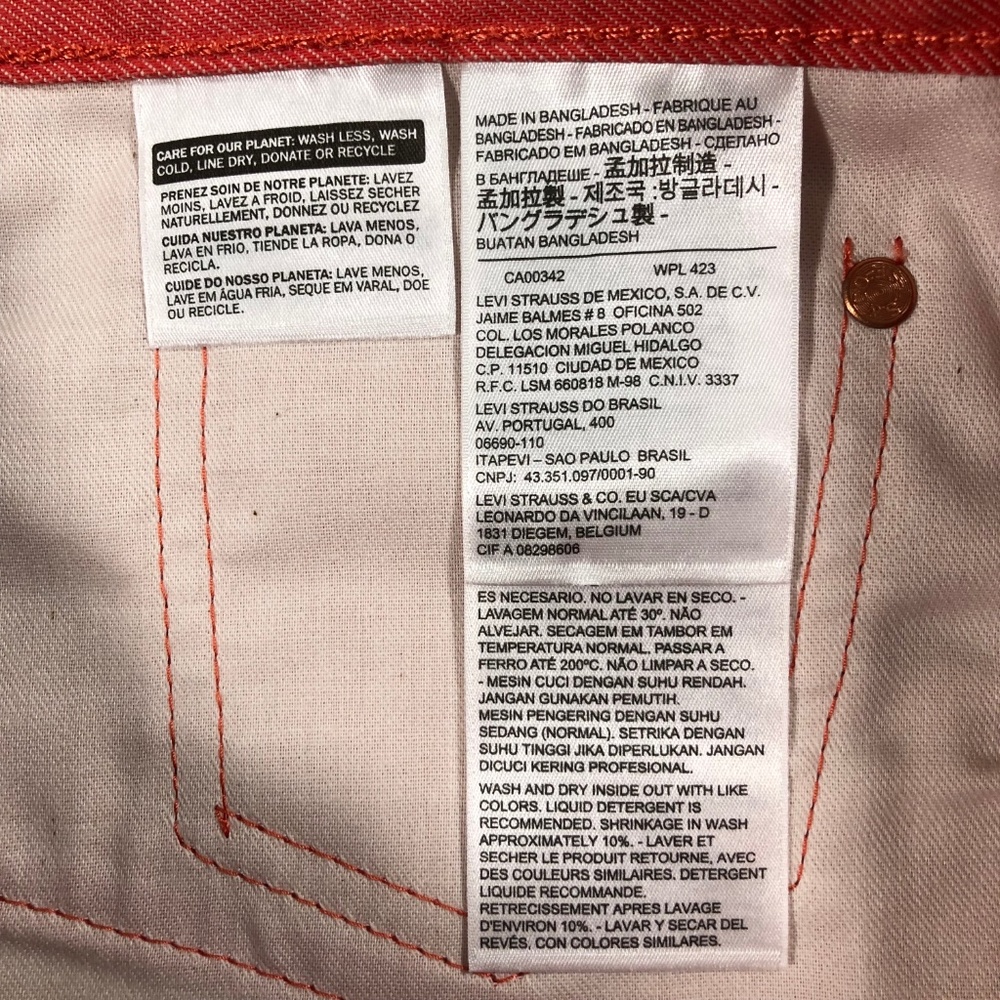 Levi's Pink 501 Original Shrink-To-Fit Jeans 34x32 - Picture 7 of 8